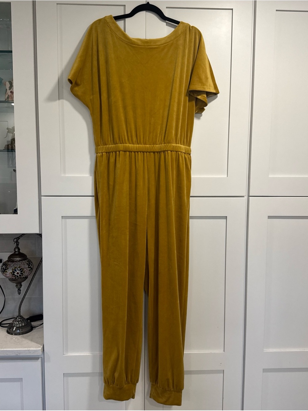 Anthropologie Saturday Sunday Mustard Velvet Short-Sleeve Jumpsuit M